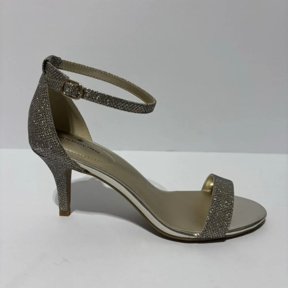 Bandolino Women’s Madia Gold Ankle Strap Sandals, Size 8.5 M